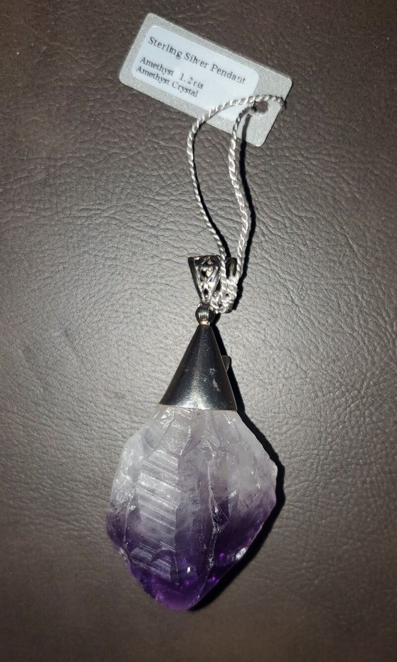 Starborn Creations Raw Amethyst 925 Silver Artisan Pendant Aquarius February - Picture 15 of 15